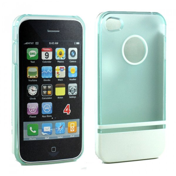 Wholesale iPhone 4 4S Two Tone Case (LightBlueWhite)